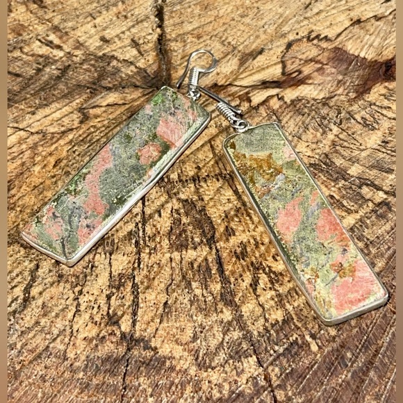 Unakite Jasper Earrings 2 1/2” - Picture 9 of 12